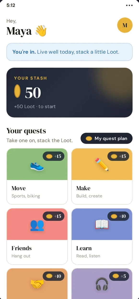 Balance app screen